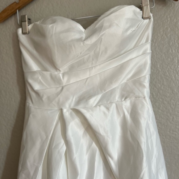 Lifetime of Love White Satin Strapless A-Line Gown - Picture 5 of 11